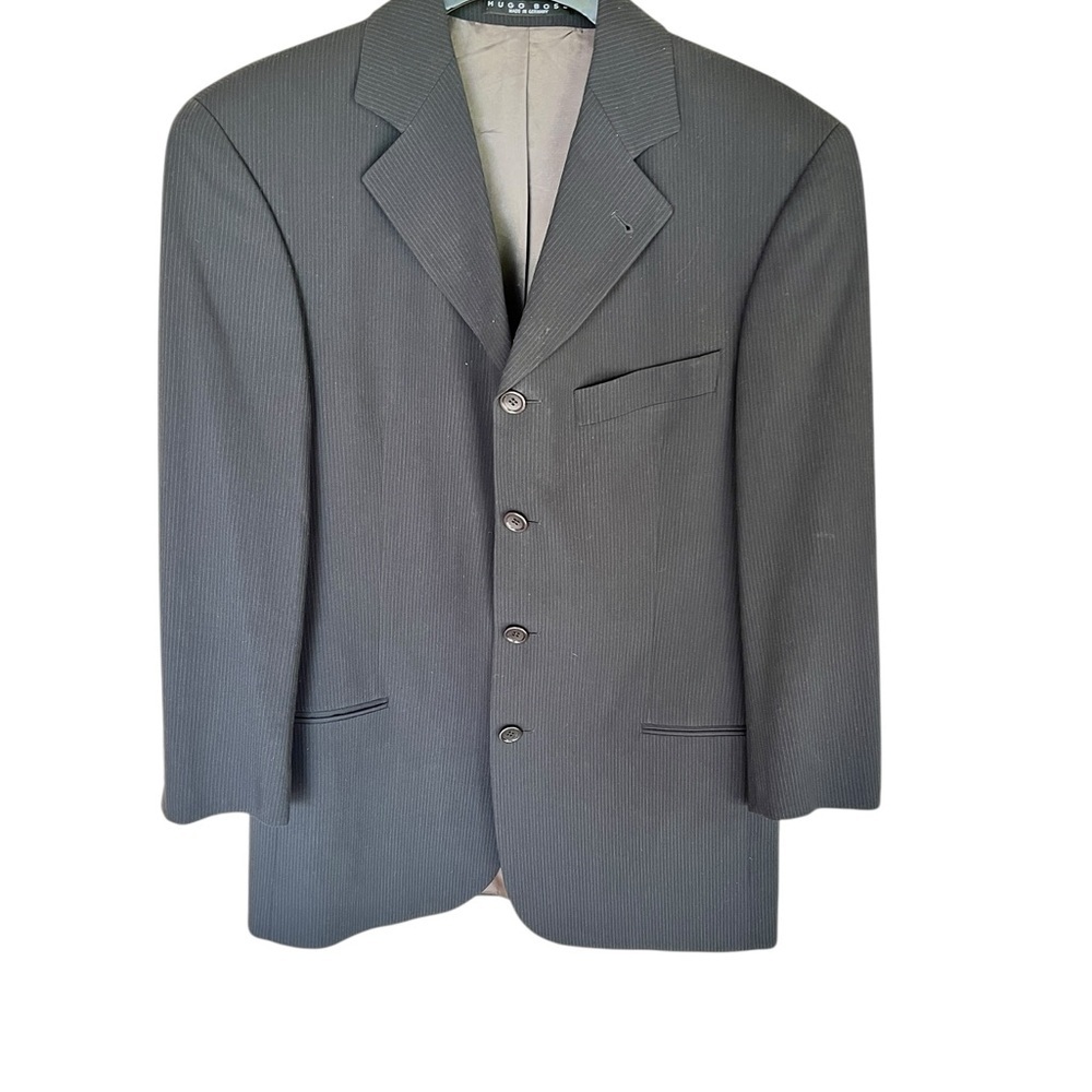 Hugo Boss Gray Sport Coat with Notched Lapels and Structured Shoulders☑️